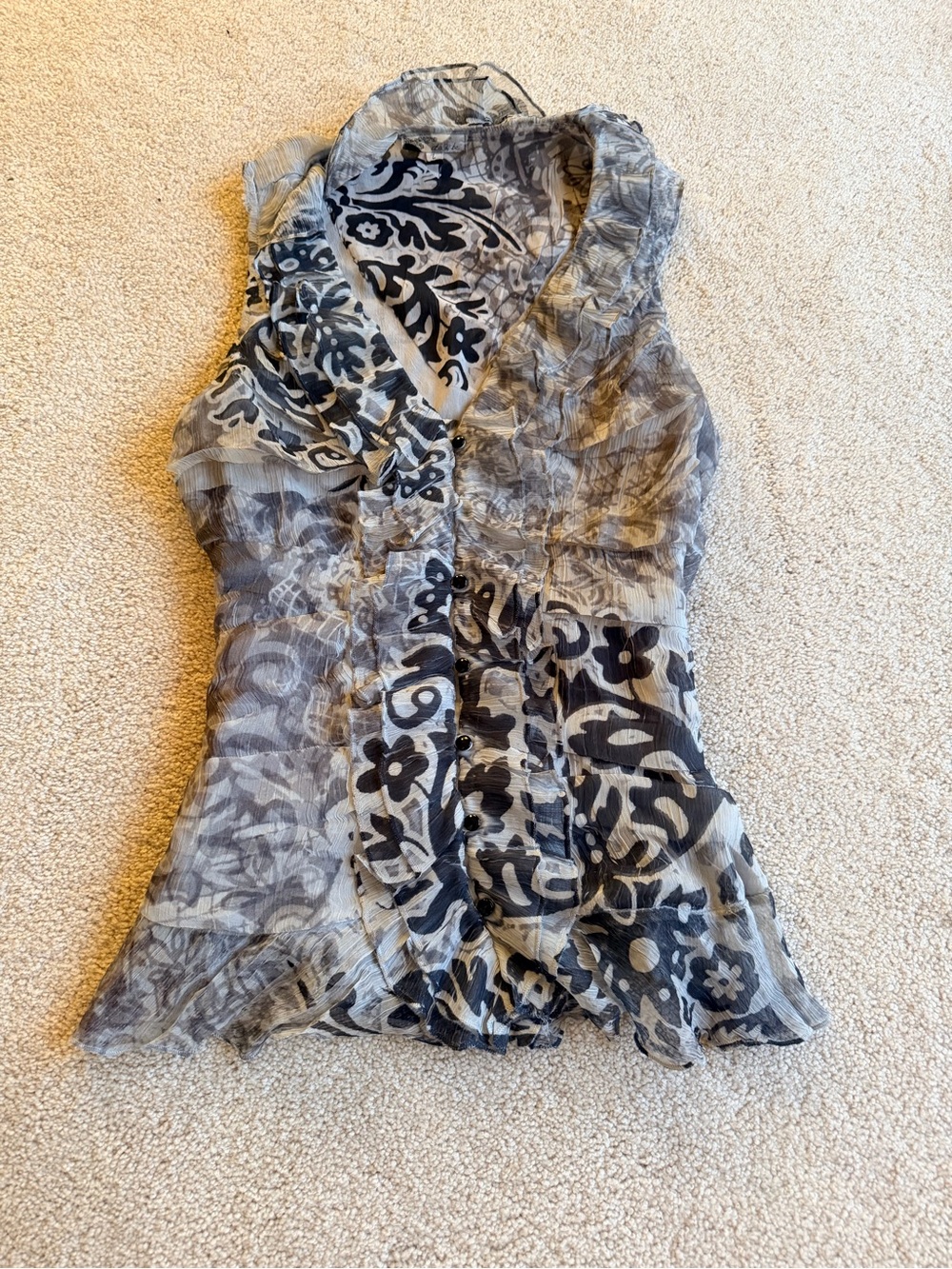 DO+BE Black & Gray Sheer Ruffled V-Neck Camisole
